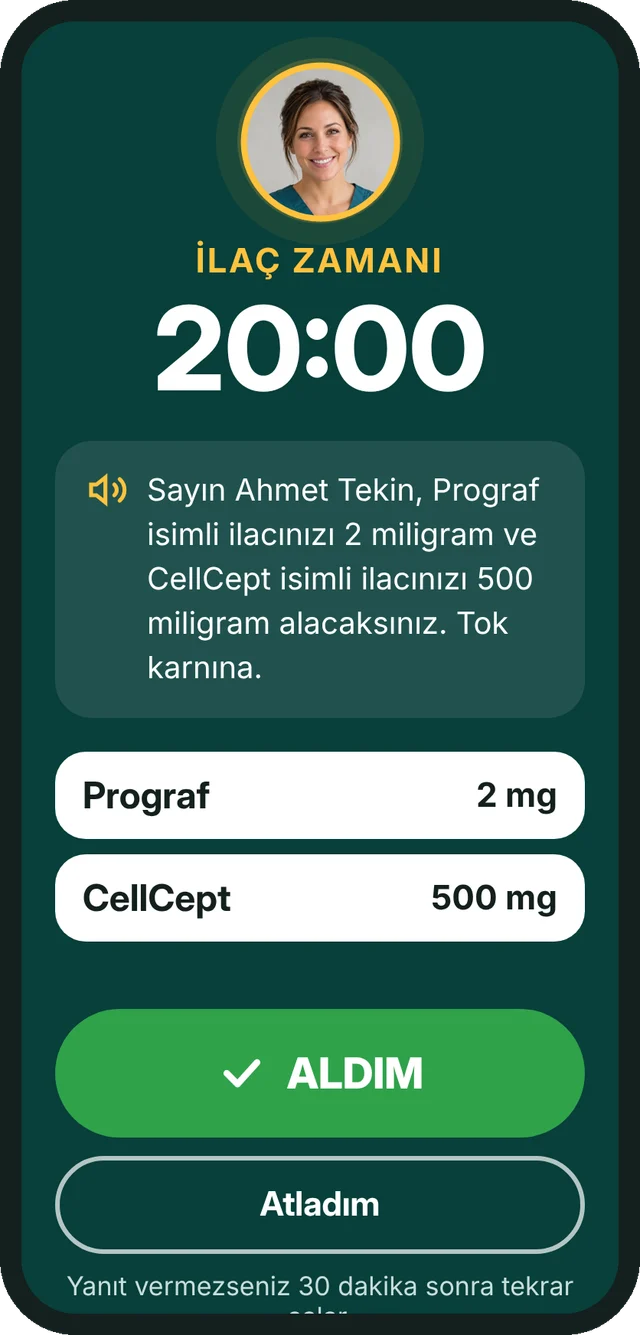 Elpis Care sesli ilaç alarmı: hastaya adıyla seslenir, ilacın adı ve dozu ekranda