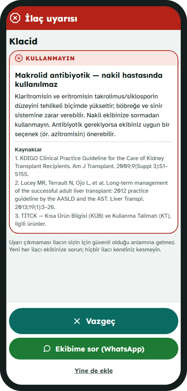 İlaç bilgisi ekranı: kaynaklarıyla birlikte